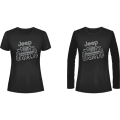 Jeeper Girl Rhinestone Tee Black, Short or Long Sleeve 1