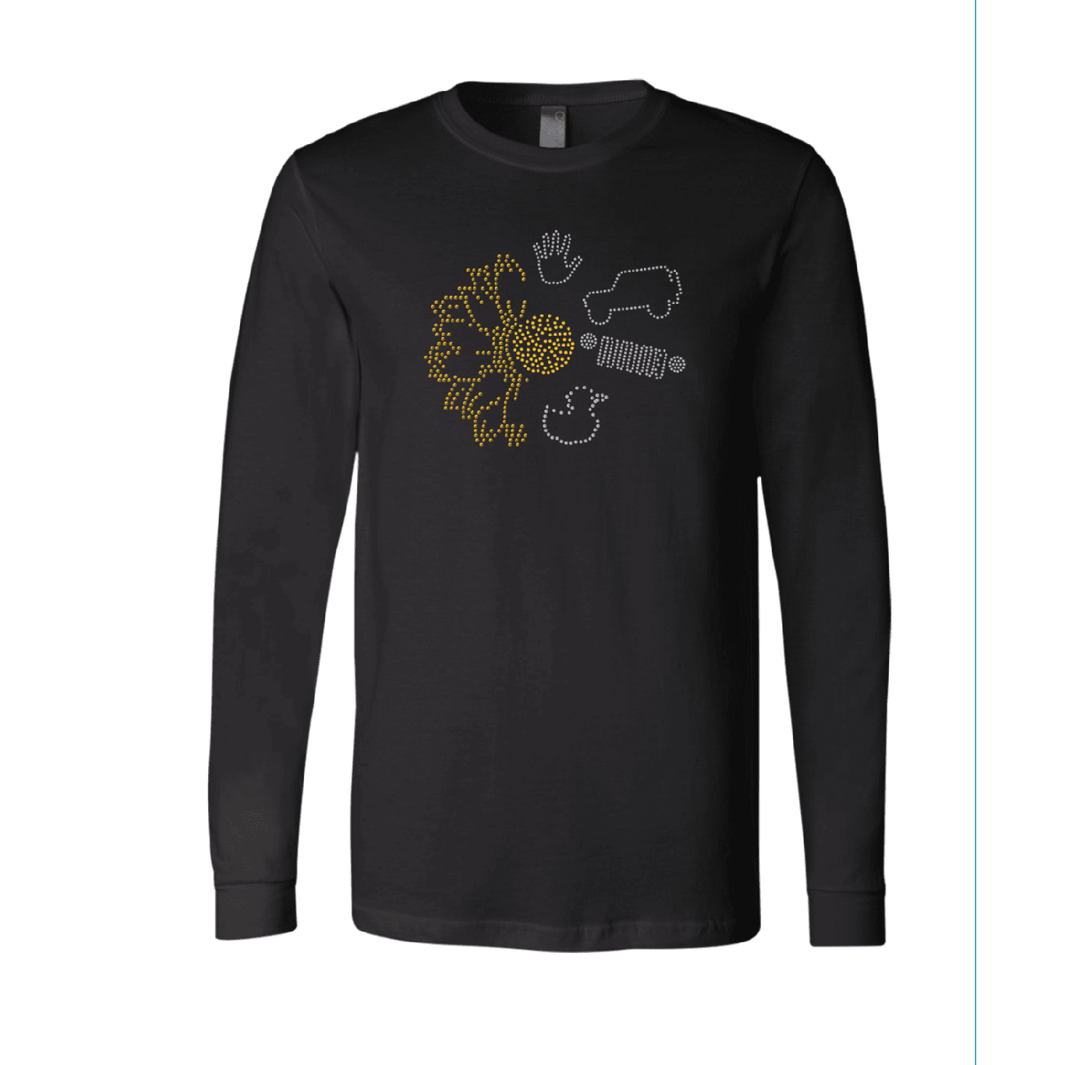 Jeeper Flower Rhinestone Tee Short or Long Sleeve