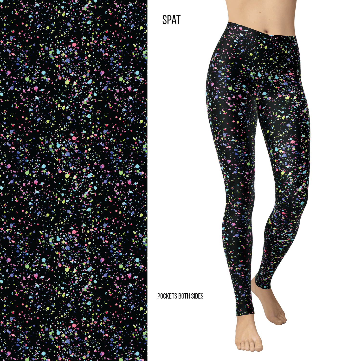 Color Splash Splat Full Length Leggings with Pockets