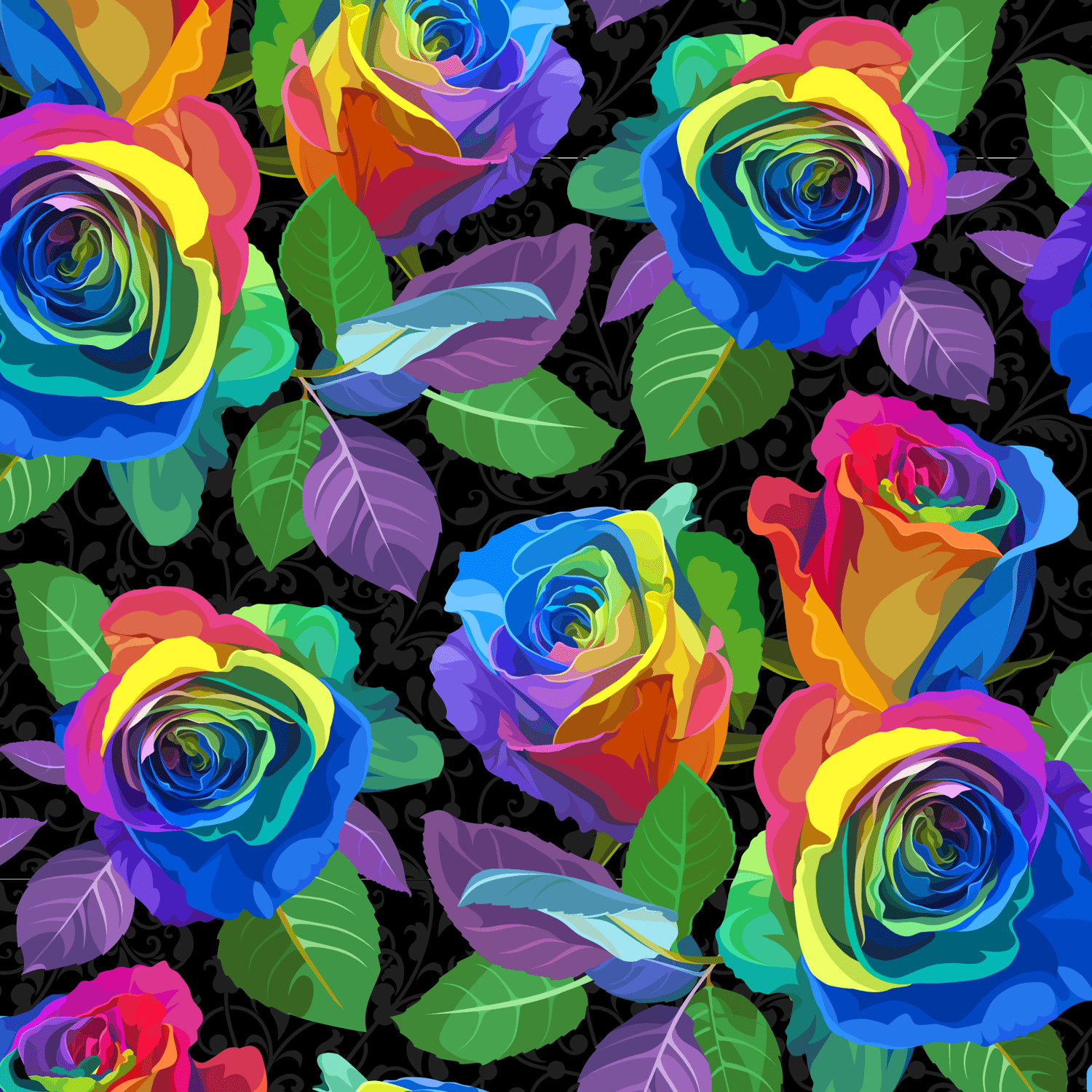 Rainbow Roses Full Length Leggings with Pockets