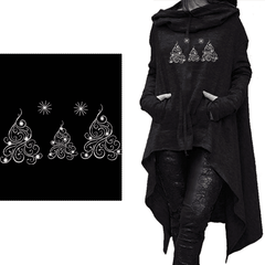 Long Hoodie Silver Faux Glitter Tree