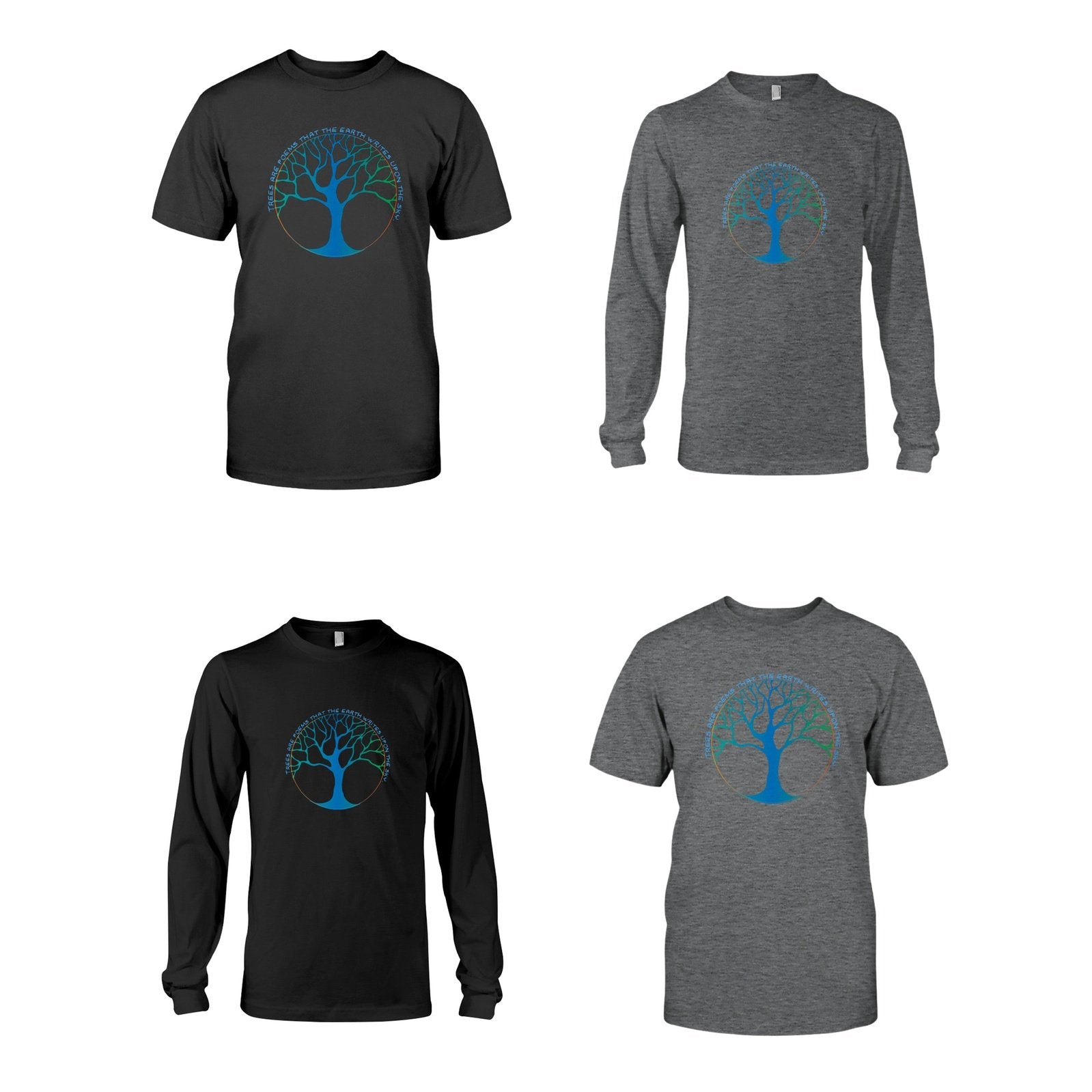 Sky Tree Graphic Tee Gray or Black, Short or Long Sleeve