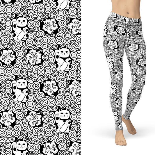 Lucky Cat Coloring Book Legging with Pockets and Sharpie Fabric Markers
