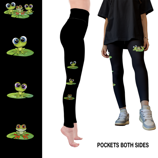 Cute Frog Leggings with Pockets | Kawaii Frog Yoga Pants