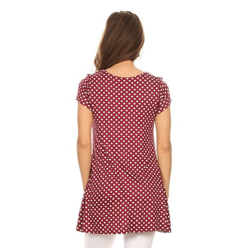 Polka dot print short sleeve relaxed fit tunic