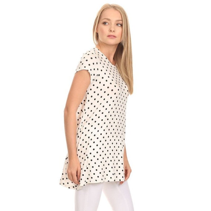 Polka dot print short sleeve relaxed fit tunic