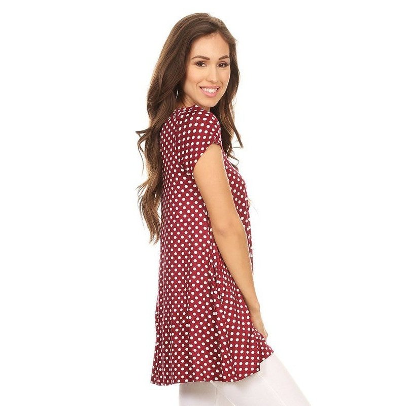 Polka dot print short sleeve relaxed fit tunic