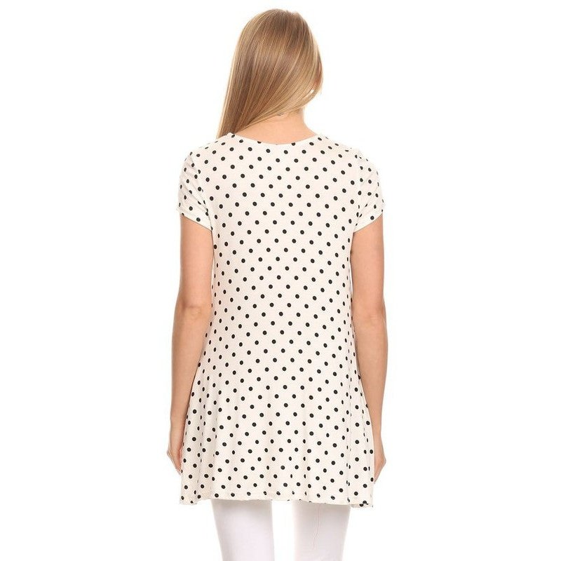 Polka dot print short sleeve relaxed fit tunic