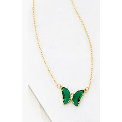 GEM STONE BUTTERFLY PENDANT NECKLACE