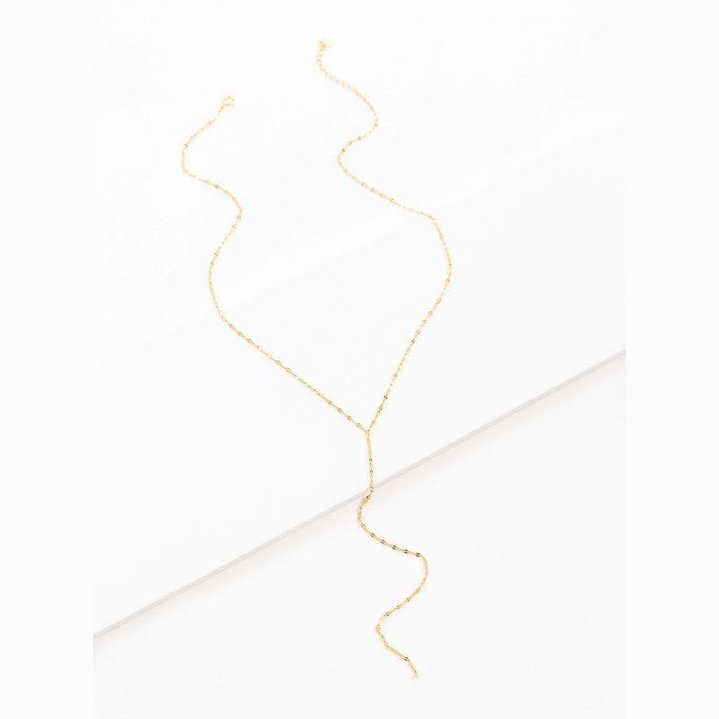Chain Lariat Necklace Gold over Sterling Silver