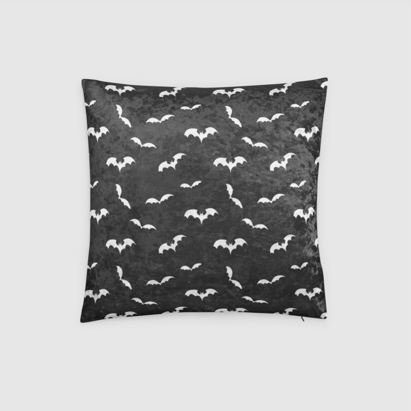 Bat Themed Crushed Velvet Throw Pillow