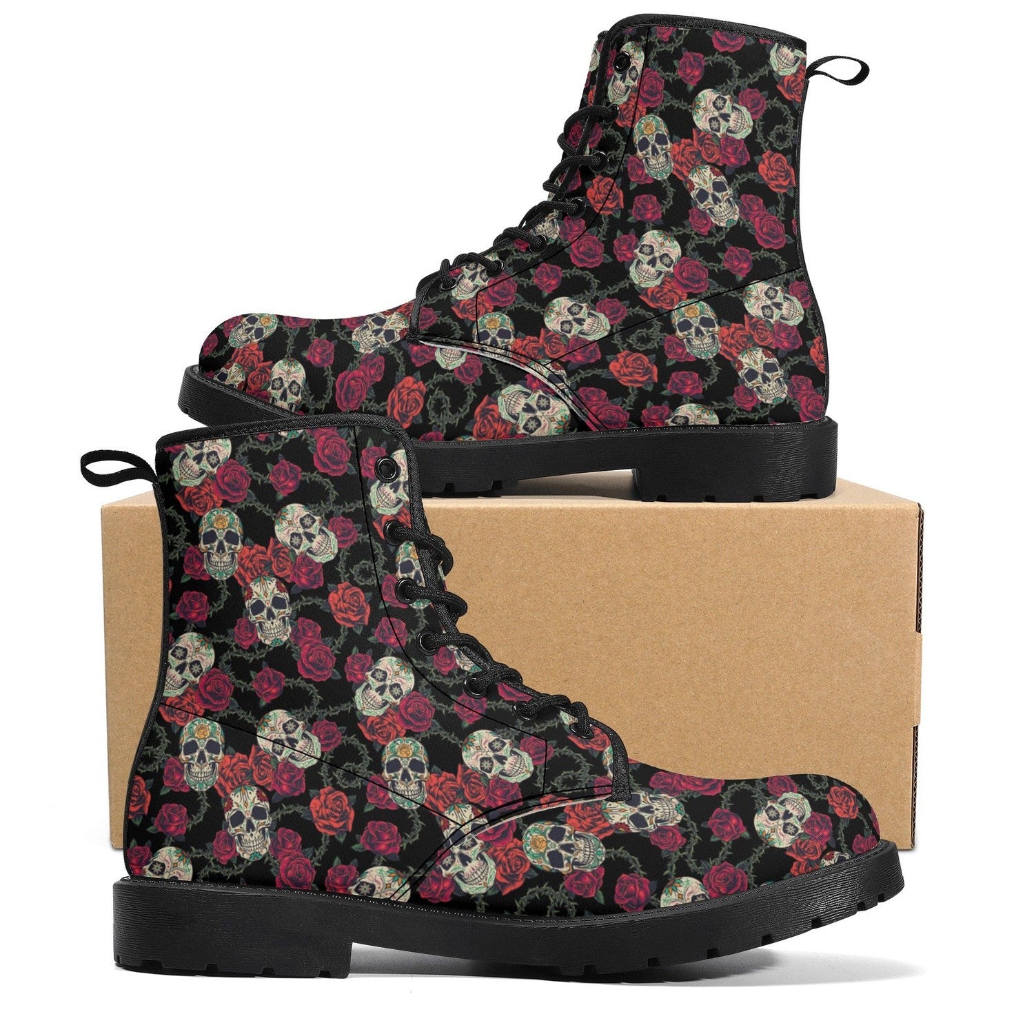 Skulls and Roses Womens Leather Boots