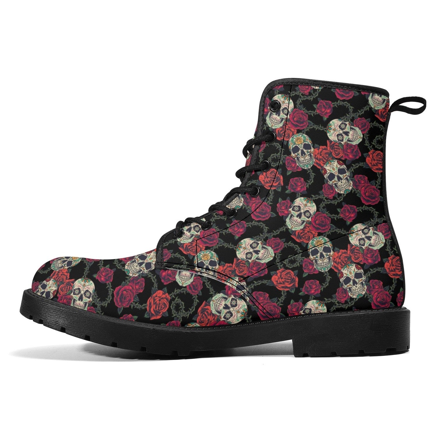 Skulls and Roses Womens Leather Boots