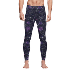 Mens Galaxy All Over Print Sports Leggings & Running Tights