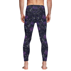 Mens Galaxy All Over Print Sports Leggings & Running Tights