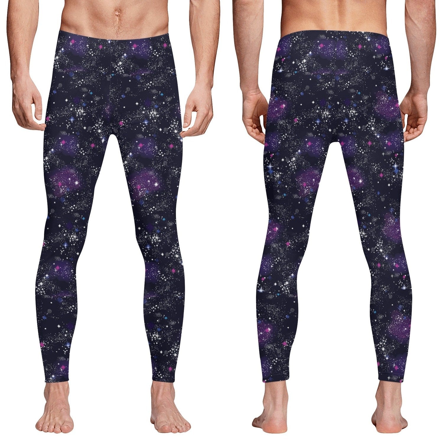 Mens Galaxy All Over Print Sports Leggings & Running Tights