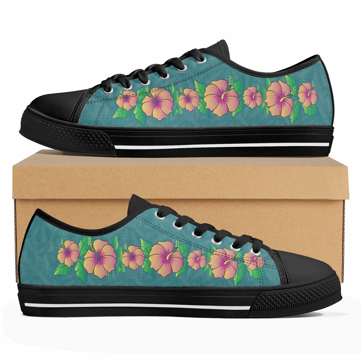 Tropical Flowers Womens Low Top Canvas Shoes