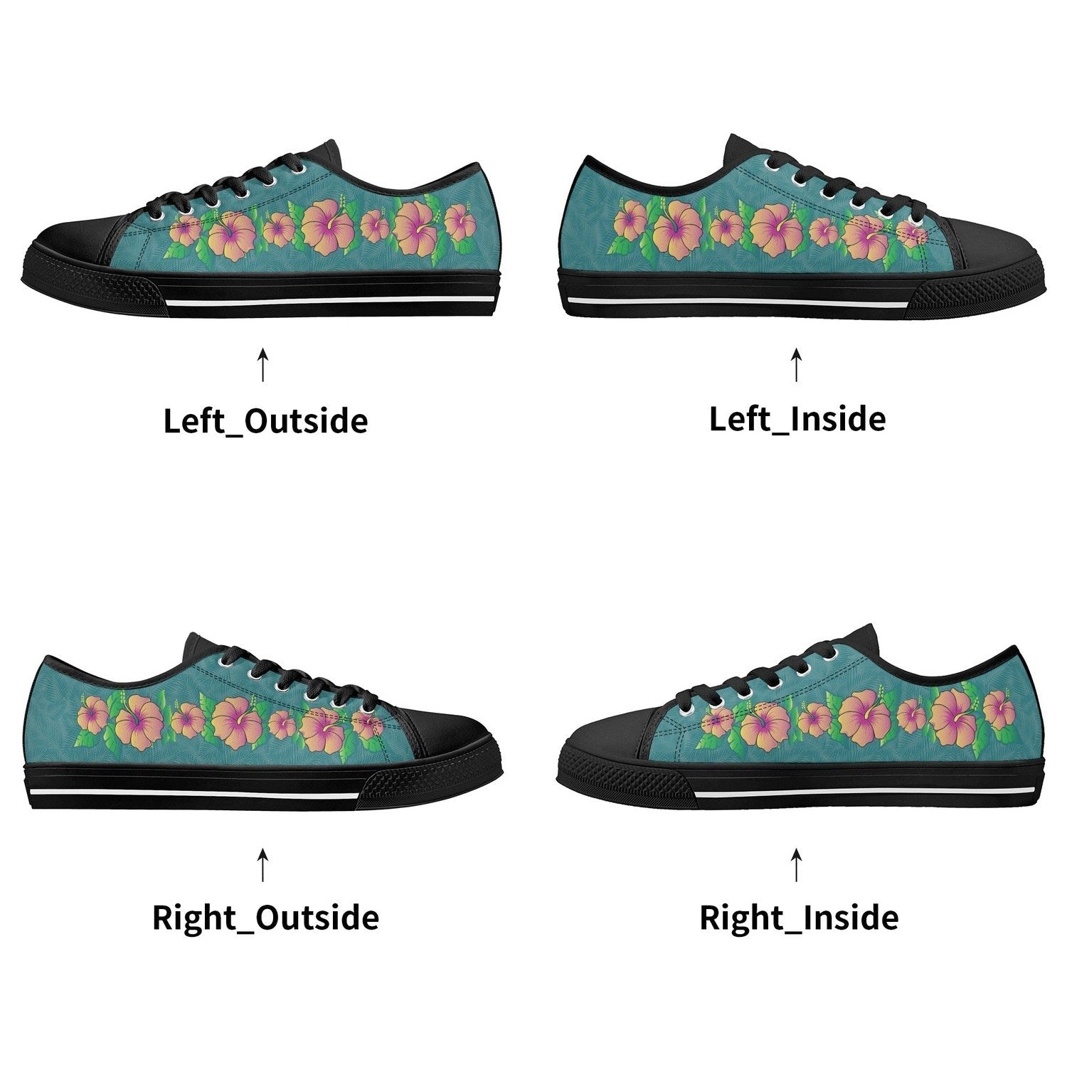 Tropical Flowers Womens Low Top Canvas Shoes