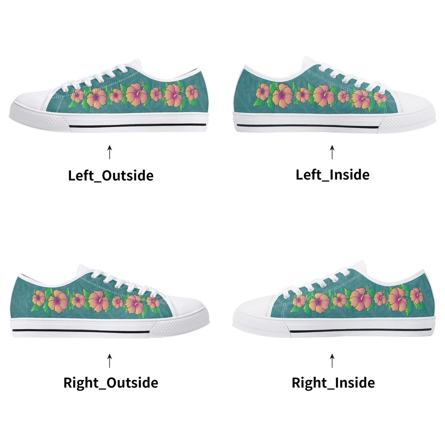 Tropical Flowers Womens Low Top Canvas Shoes