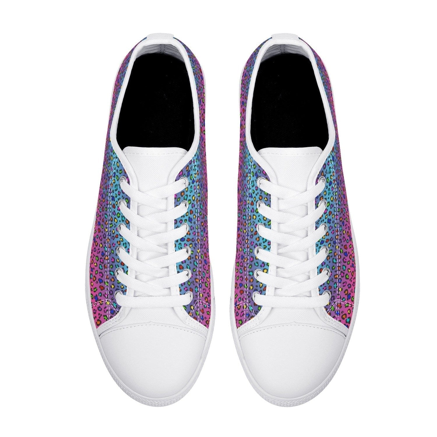 Rainbow Leopard Womens Low Top Canvas Shoes