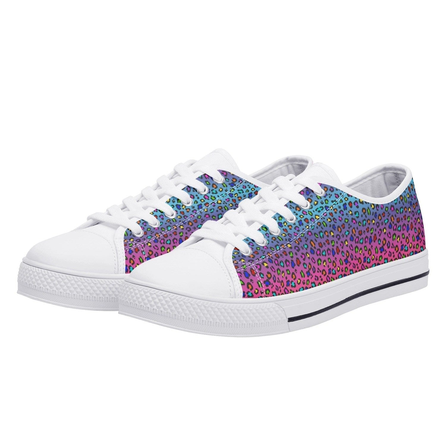 Rainbow Leopard Womens Low Top Canvas Shoes