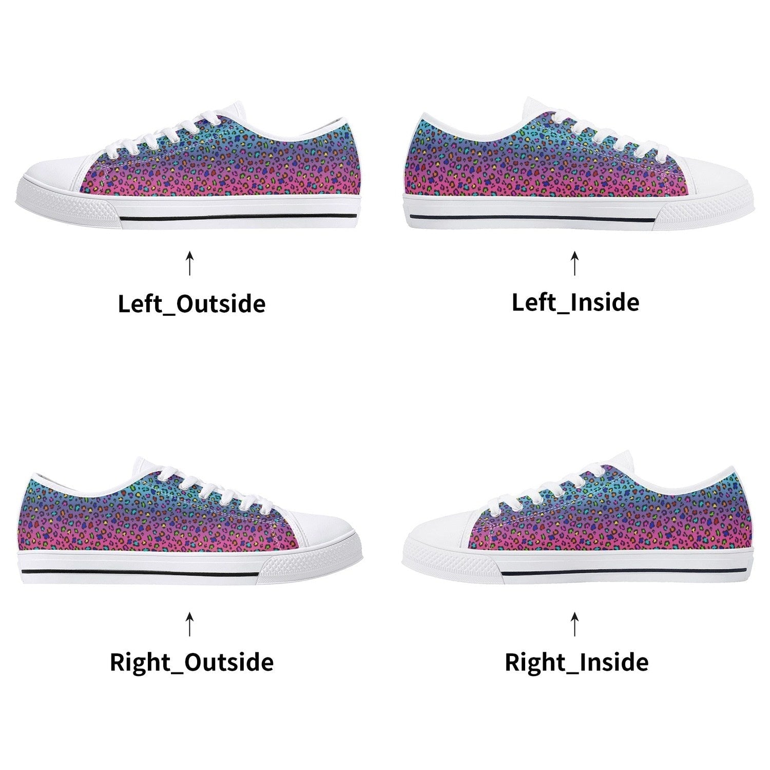 Rainbow Leopard Womens Low Top Canvas Shoes