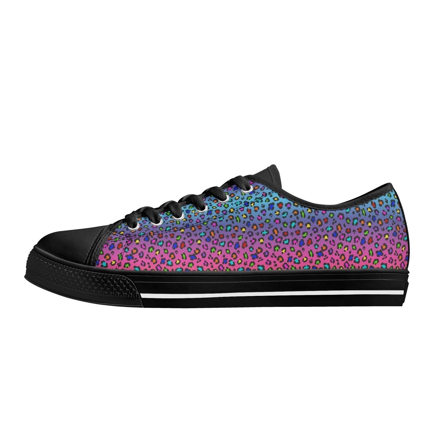 Rainbow Leopard Womens Low Top Canvas Shoes