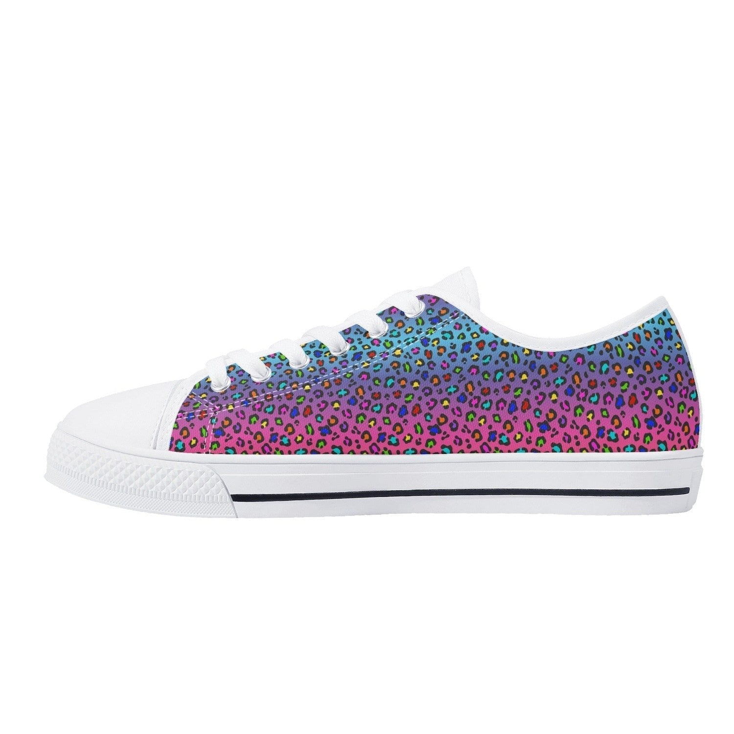 Rainbow Leopard Womens Low Top Canvas Shoes