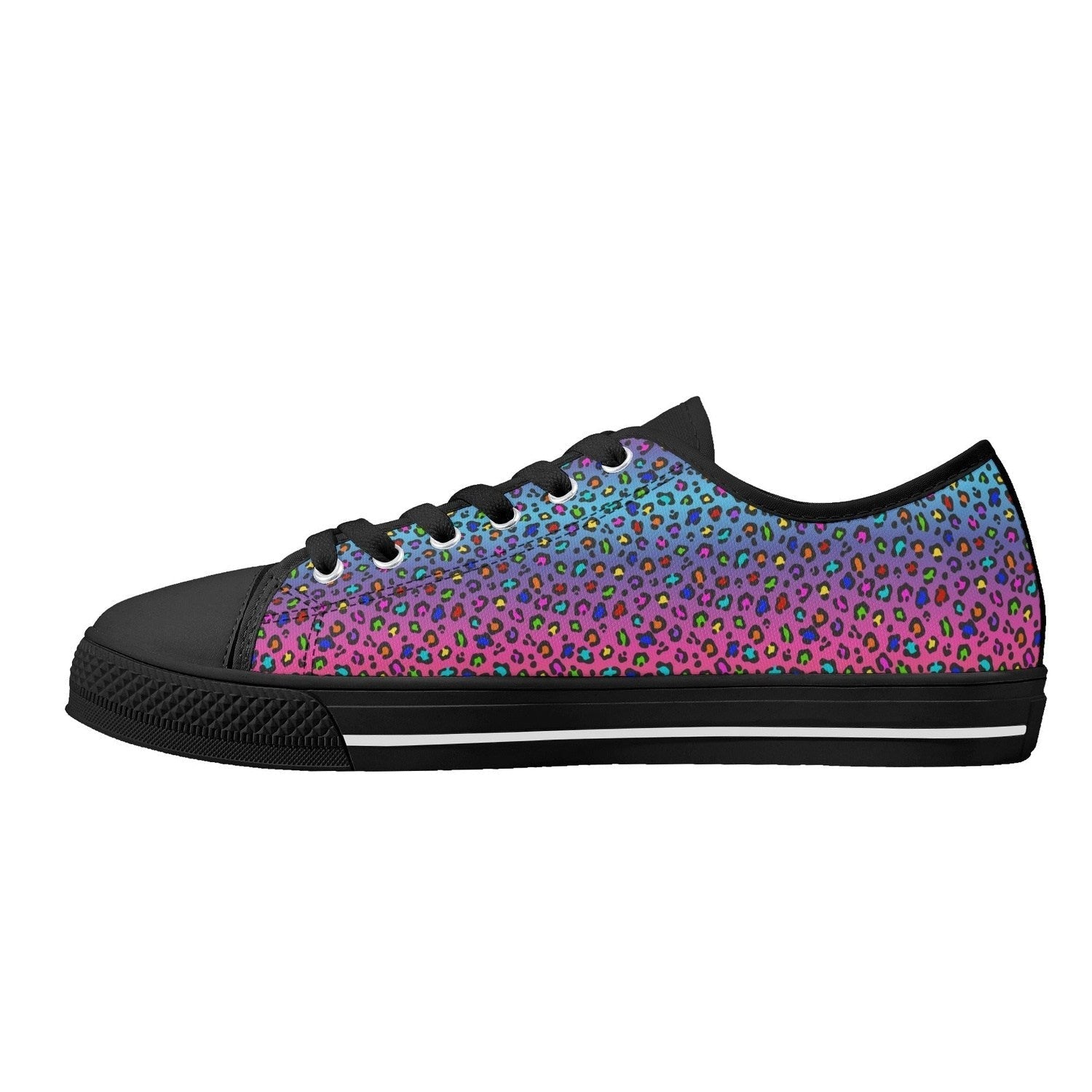 Rainbow Leopard Womens Low Top Canvas Shoes