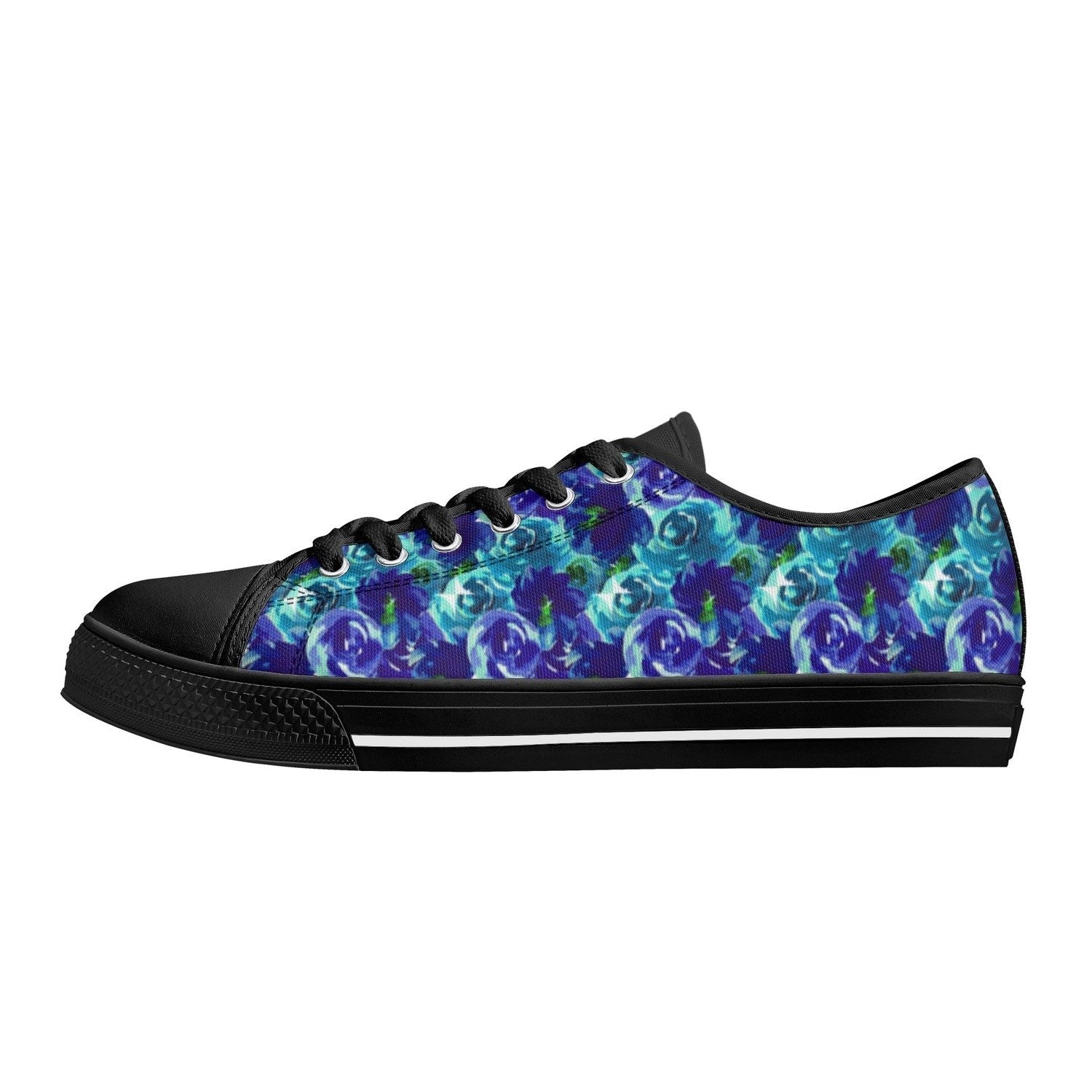 Blue Roses Womens Low Top Canvas Shoes