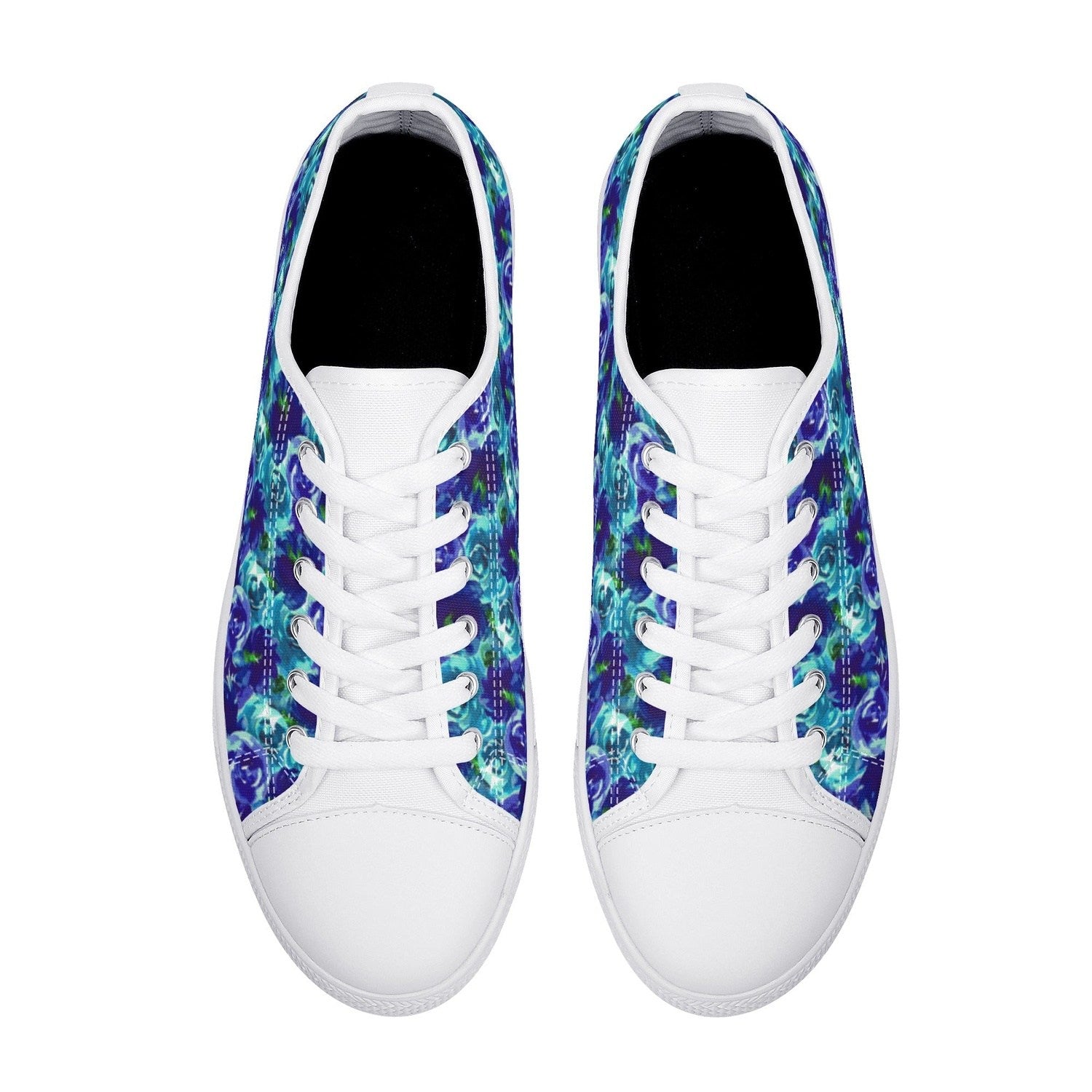 Blue Roses Womens Low Top Canvas Shoes