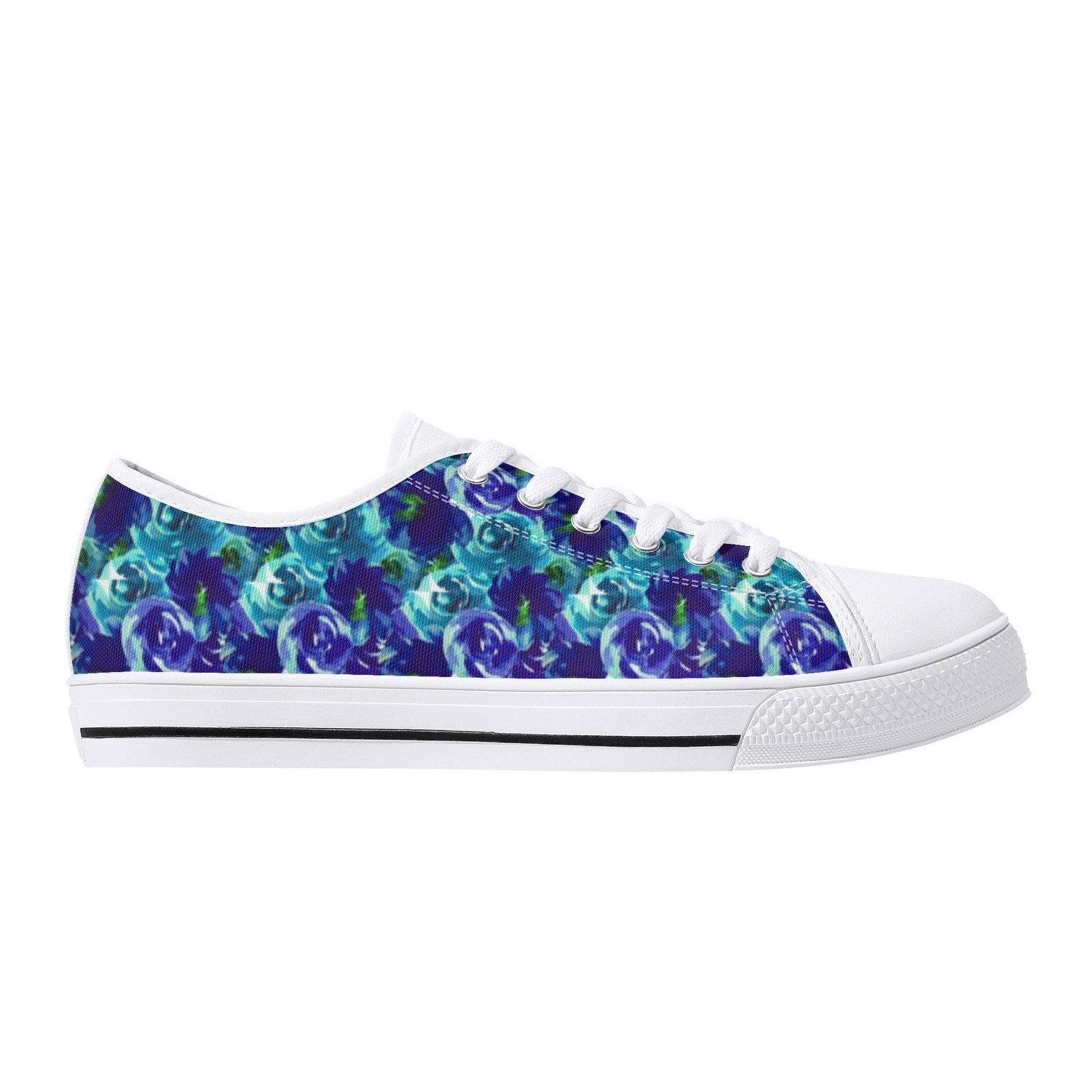 Blue Roses Womens Low Top Canvas Shoes