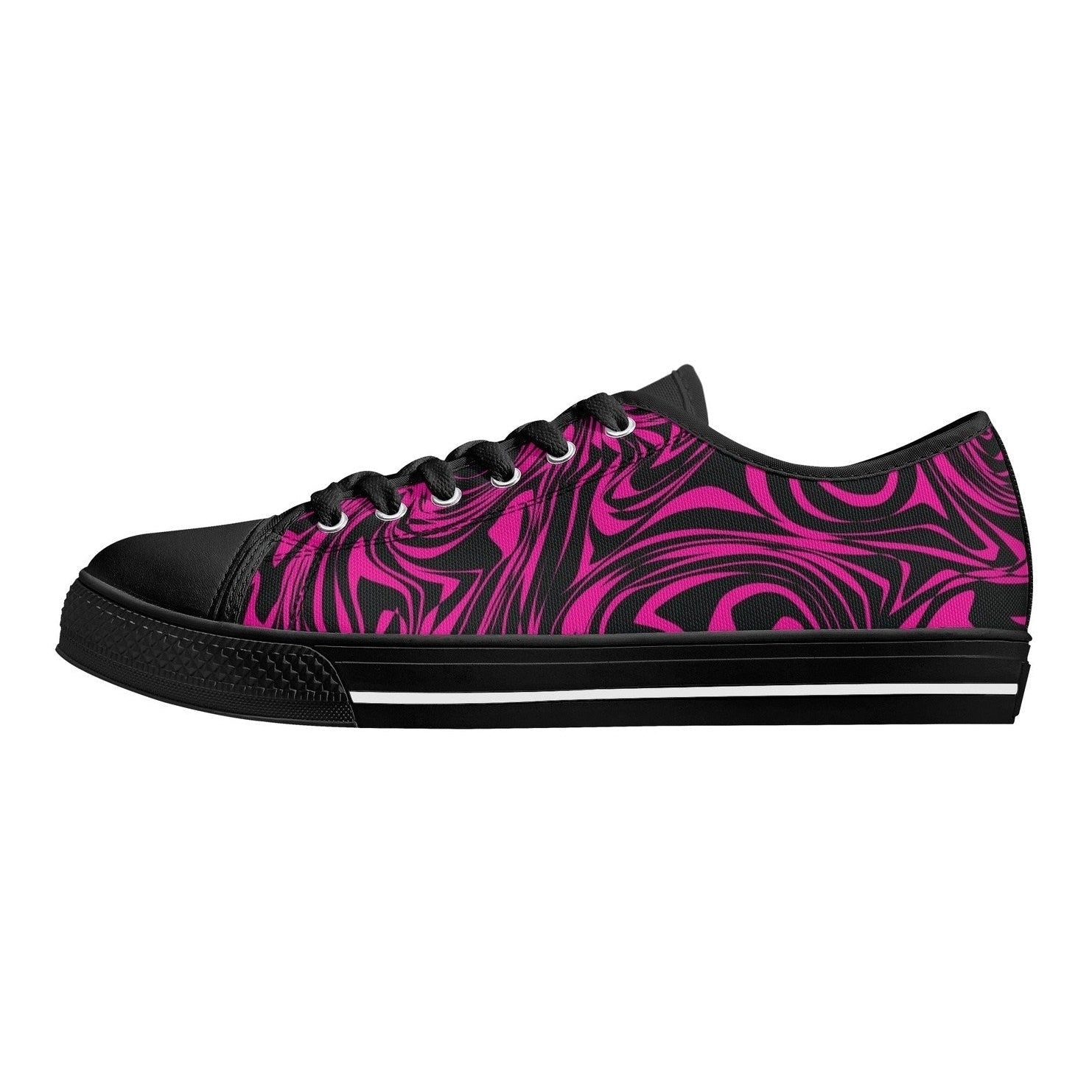 Pink Zebra Womens Low Top Canvas Shoes