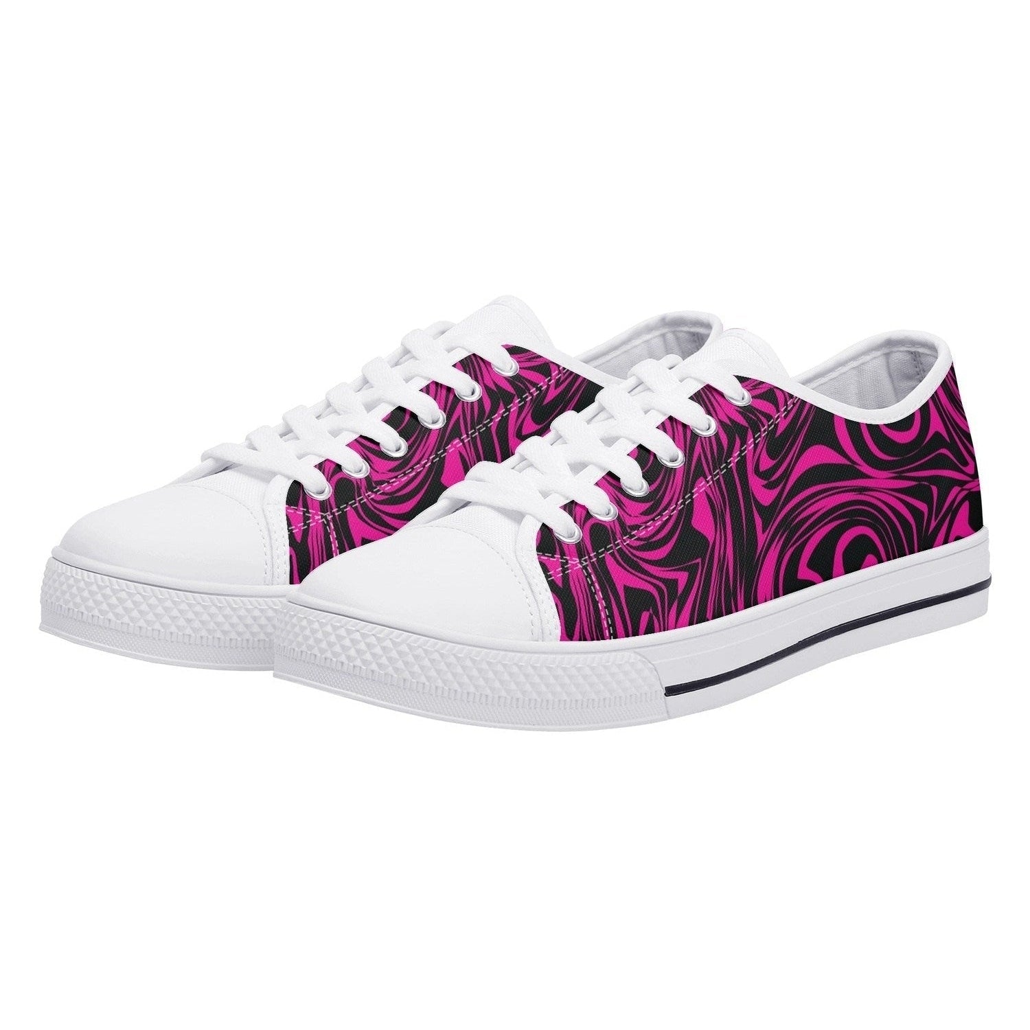 Pink Zebra Womens Low Top Canvas Shoes