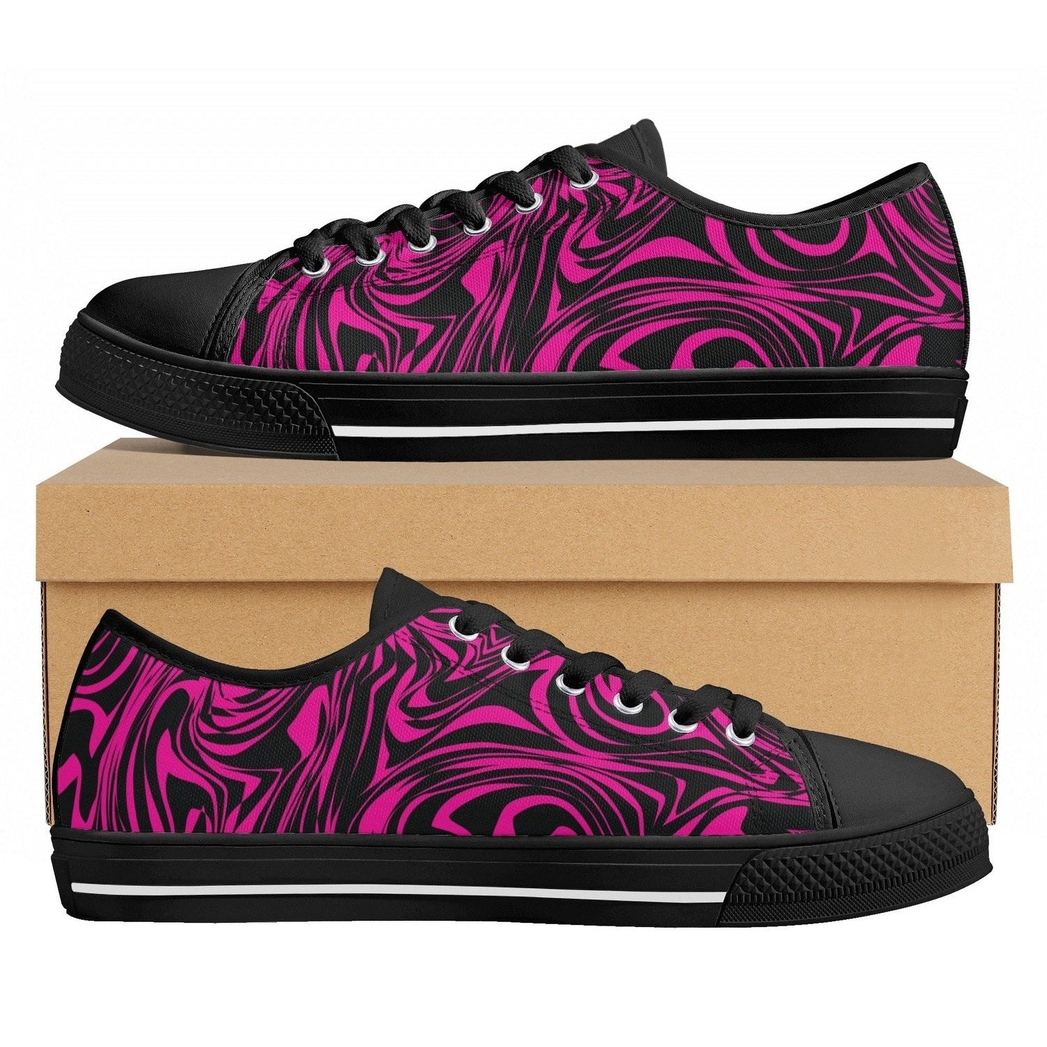 Pink Zebra Womens Low Top Canvas Shoes