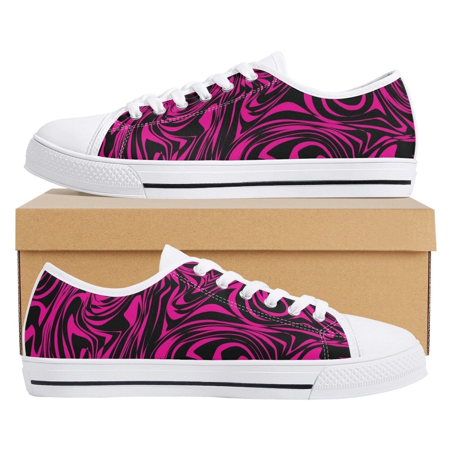 Pink Zebra Womens Low Top Canvas Shoes