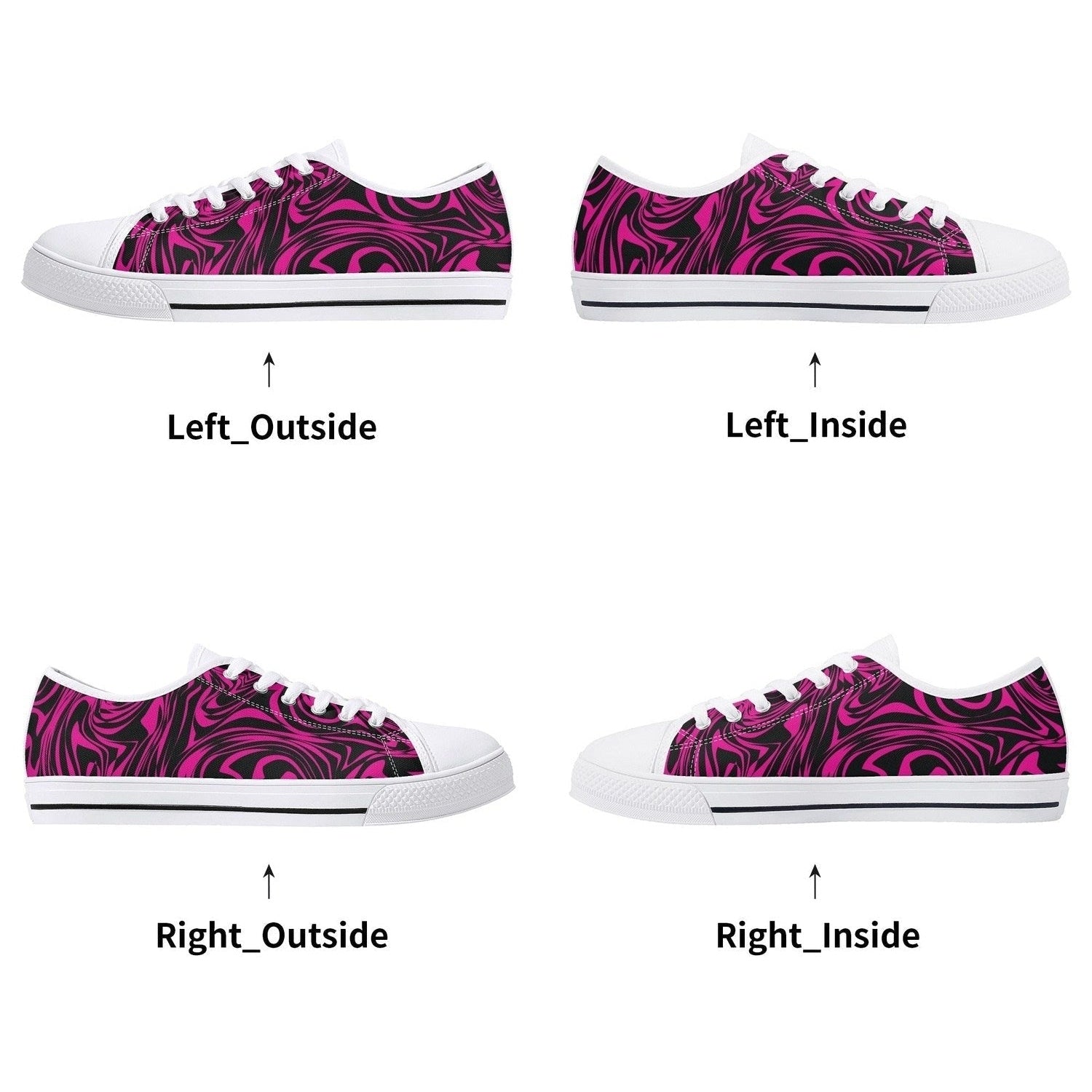 Pink Zebra Womens Low Top Canvas Shoes