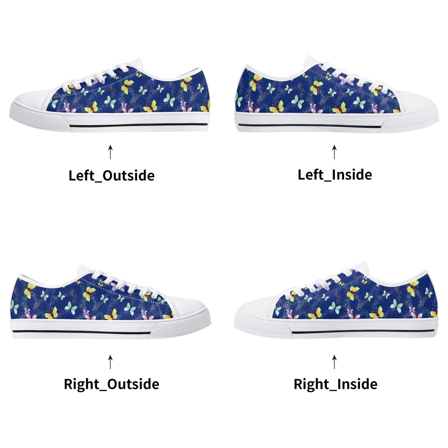 Butterflies Womens Low Top Canvas Shoes