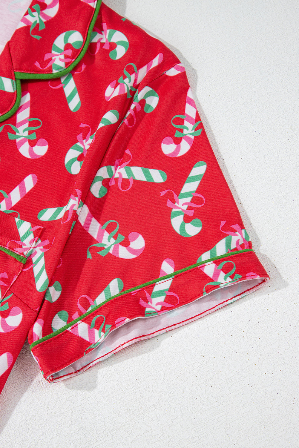 Pink Christmas Candy Cane Print Knotted Pajama Set