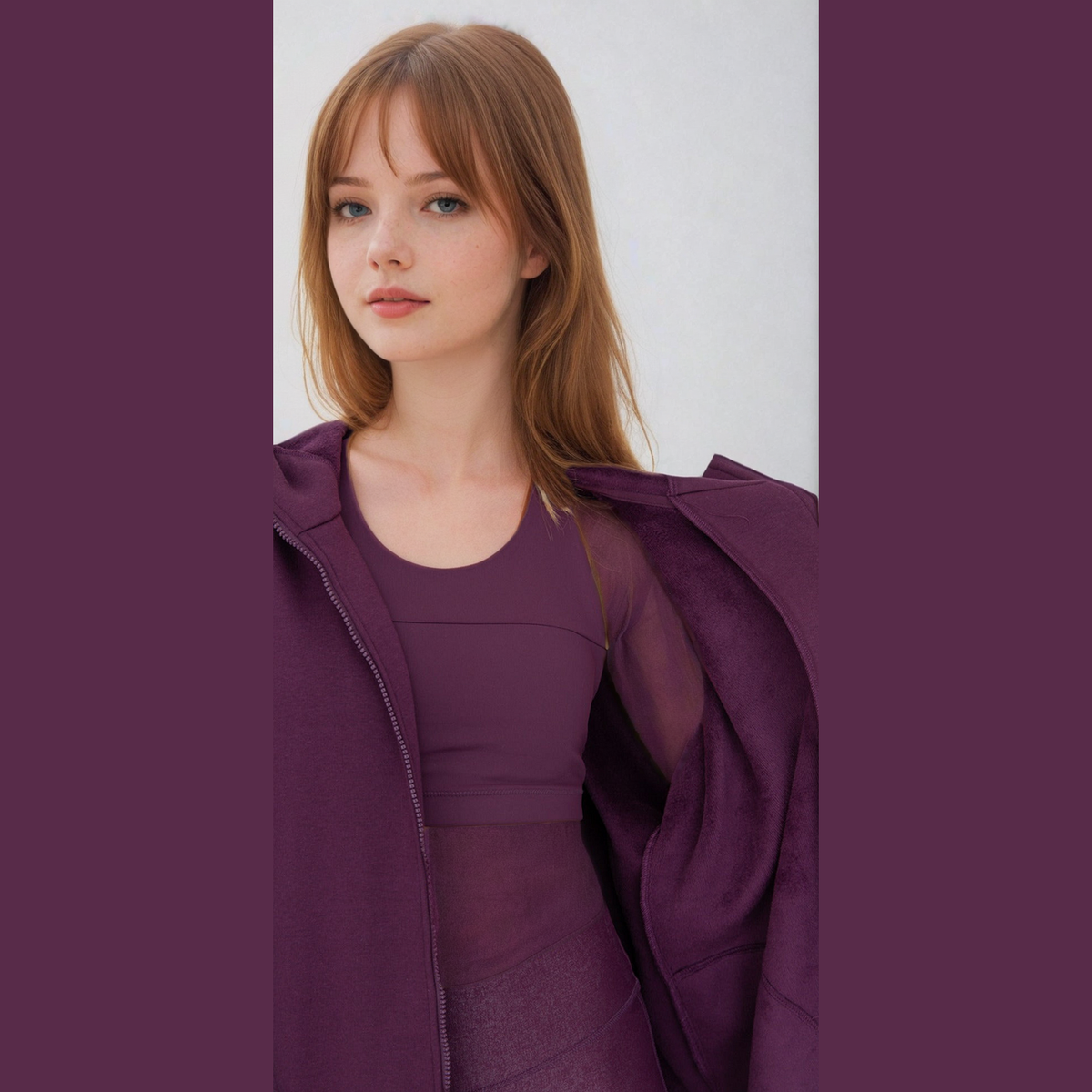 Cozy Comfort  Zip Up Hoodie Jacket  Burgundy