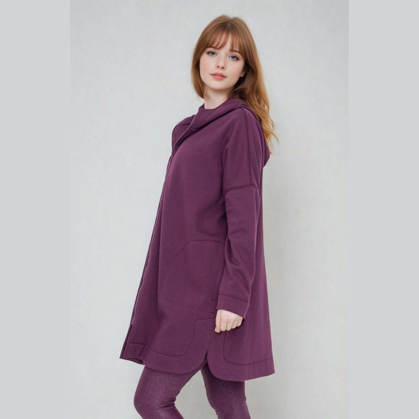 Cozy Comfort  Zip Up Hoodie Jacket  Burgundy