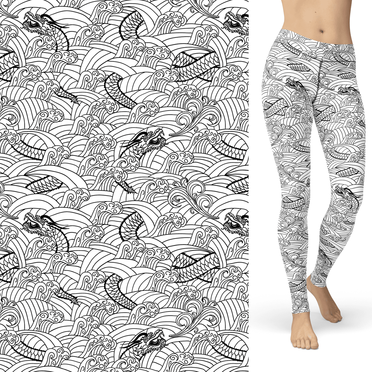 Dragon Coloring Book Leggings with Side Pocket