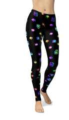 Legging à motifs de feuilles de haute qualité avec de vraies paillettes et des poches