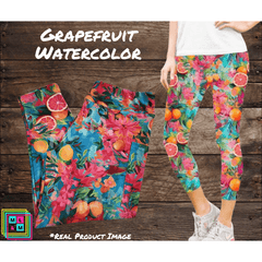 Grapefruit Watercolor Capri Length w/ Pockets