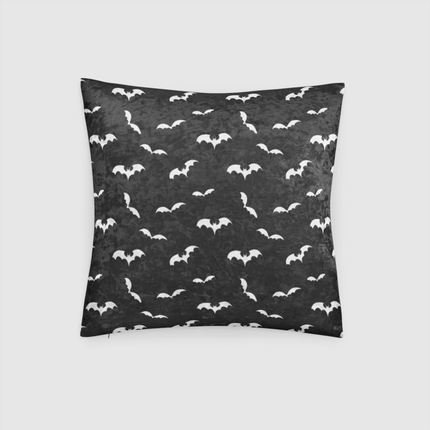 Bat Themed Crushed Velvet Throw Pillow