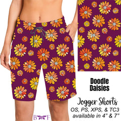Doodle Daisies Leggings ,Capris, Lounge Pants and shorts