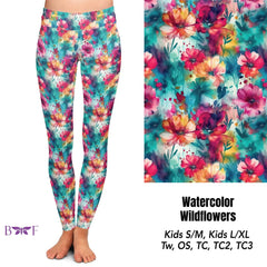 Watercolor Wildflowers Leggings with Pockets