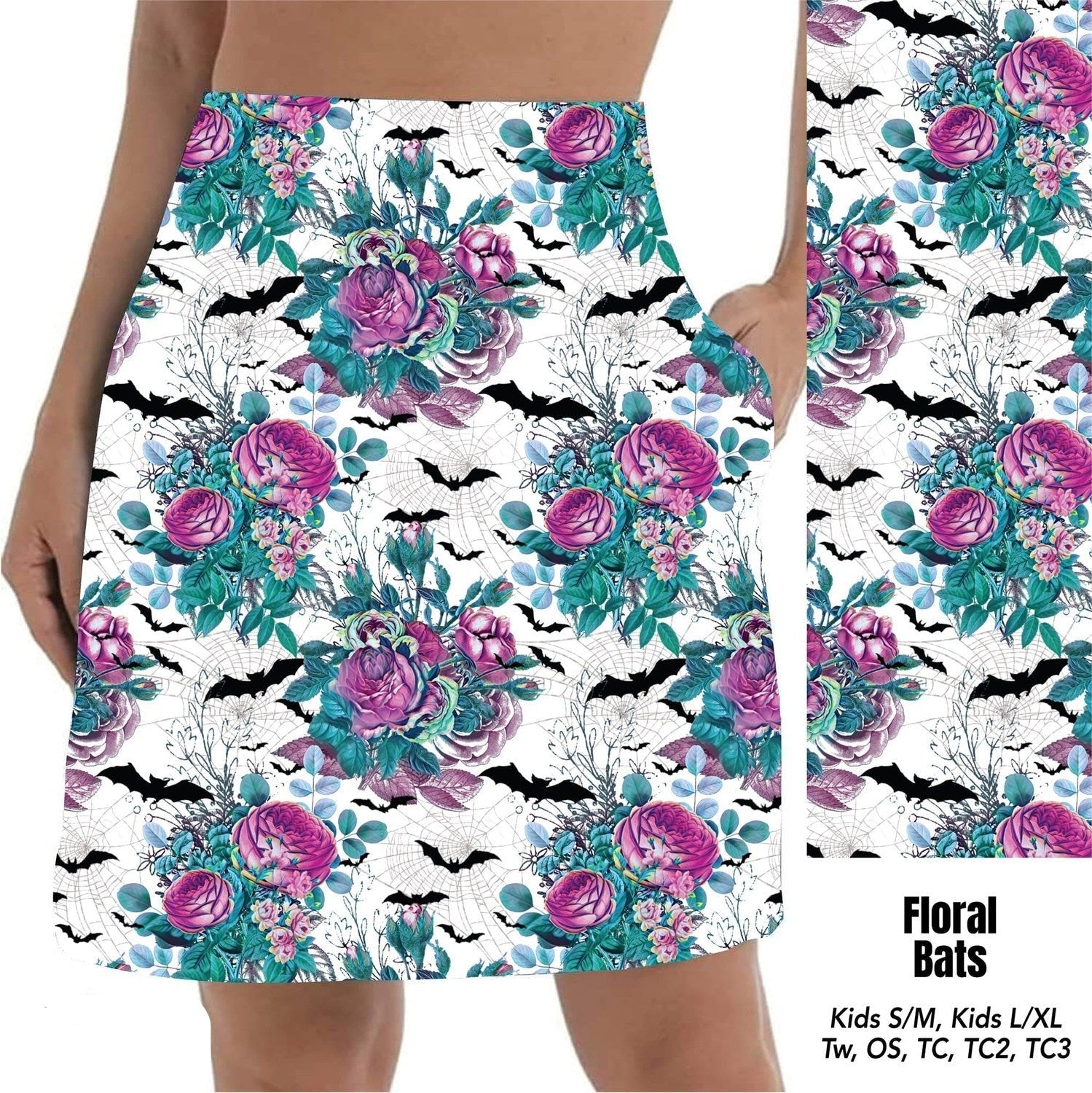 Floral Bats Skort with pockets