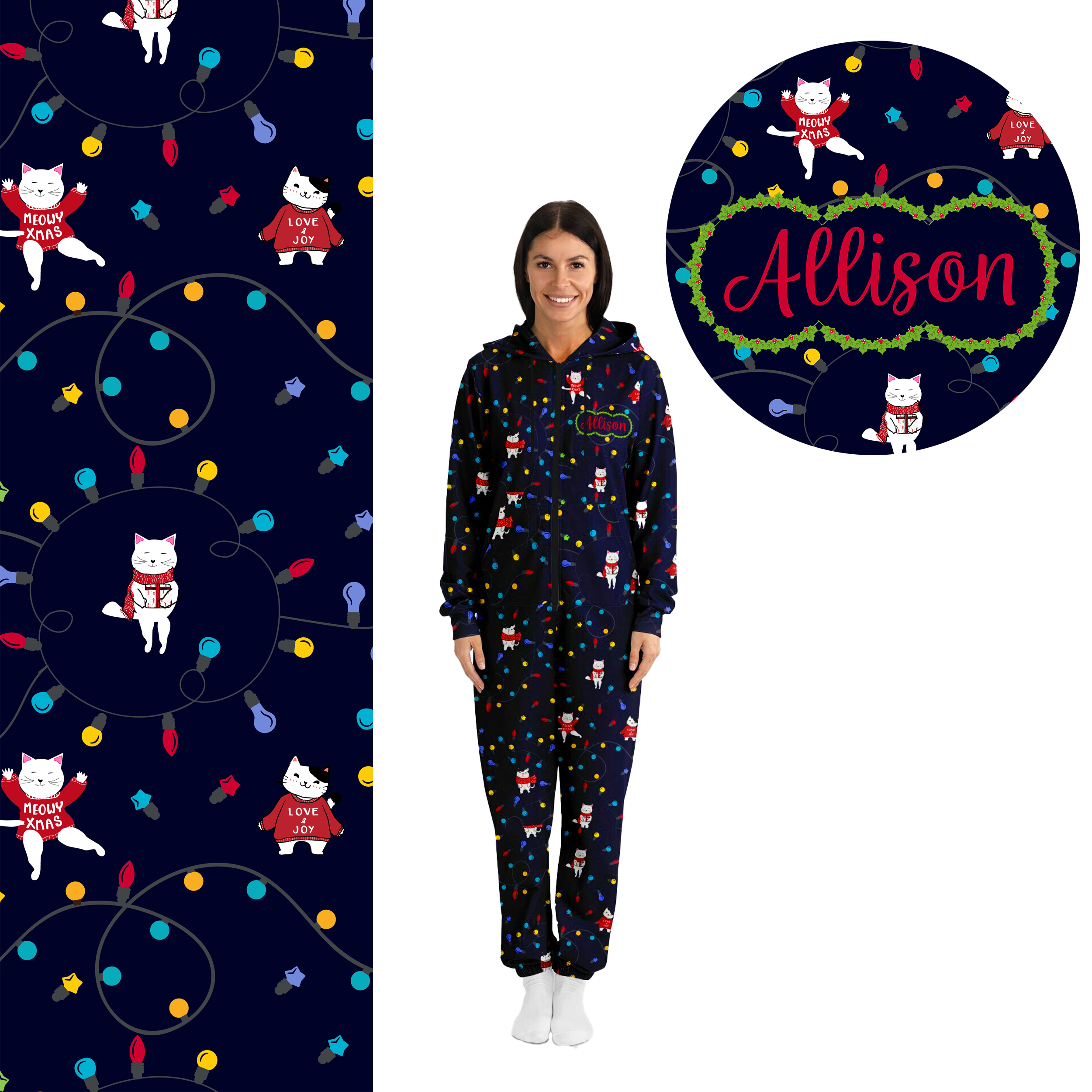 Christmas Cats - Personalized Women's One Piece Lounge Wear