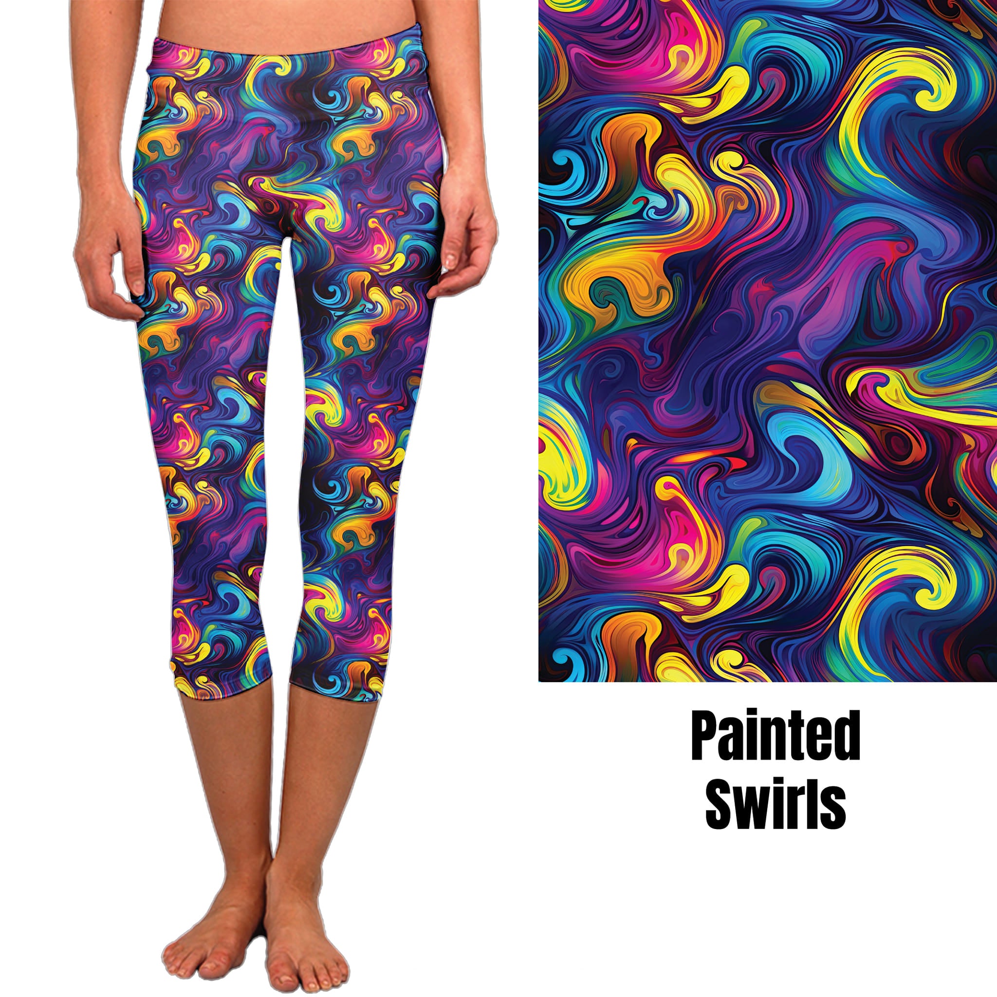 Painted Swirls Full Leggings and Capris with Pockets